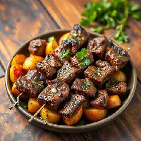 Central African Beef Brochettes - Savory Skewers & Potatoes